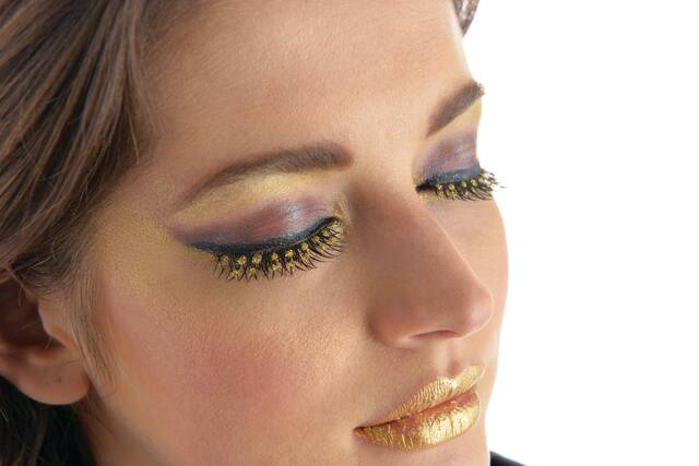 Glitter Fake False Eyelashes, Gold/Black, One Size, Wearable Costume Accessory for Halloween Front_Angled_Right