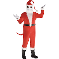 Men's Disney The Nightmare Before Christmas Sandy Claws Red/White Jumpsuit Halloween Costume, Assorted Sizes Front_Flat