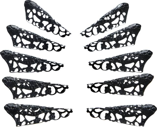 Witch Filigree Acrylic Fake Nail Cover Set, Black, One Size, 10-pk, Wearable Costume Accessories for Halloween Front_Flat