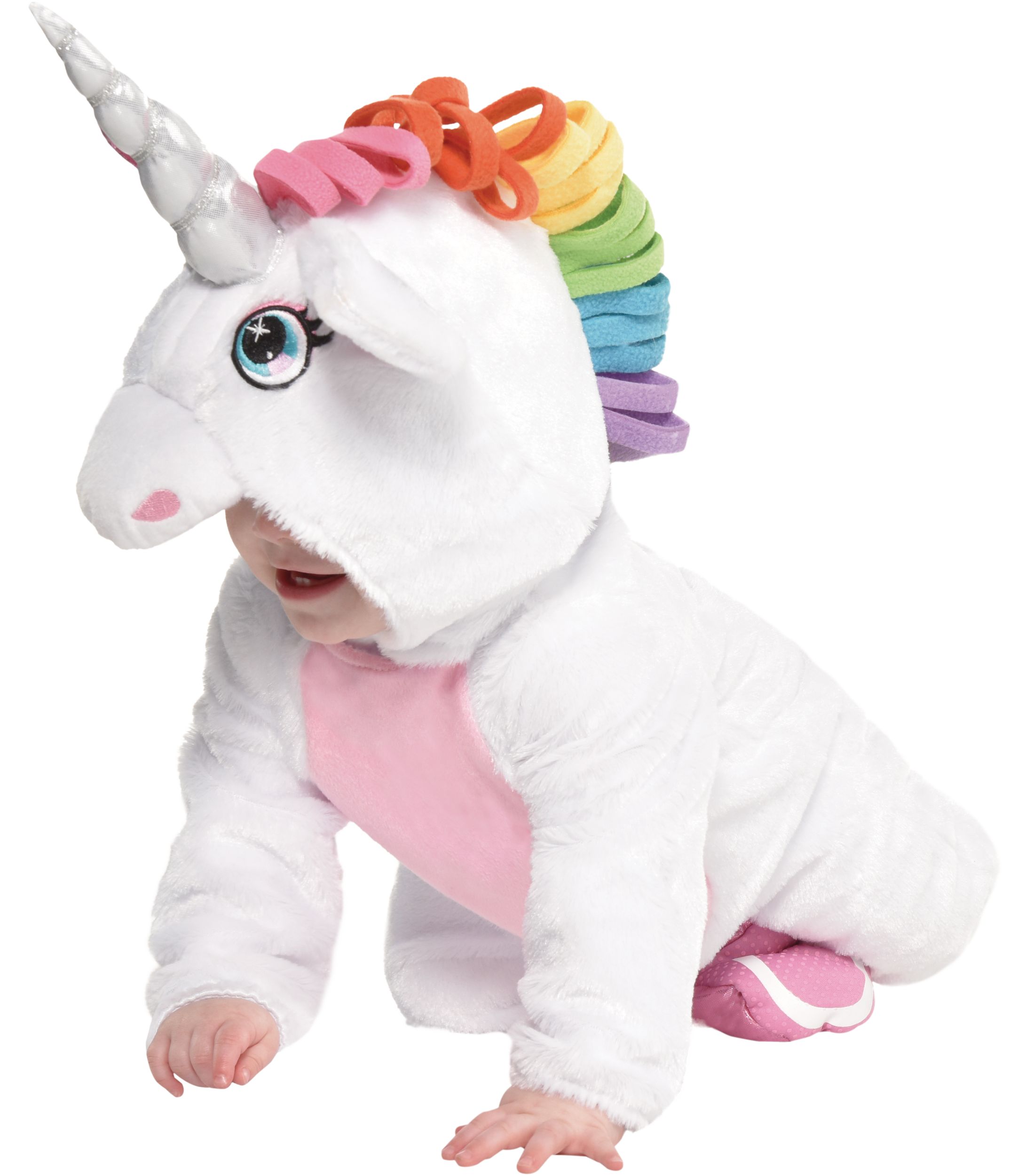 Infant Unicorn Pink/White Jumpsuit with Hood Tail Halloween