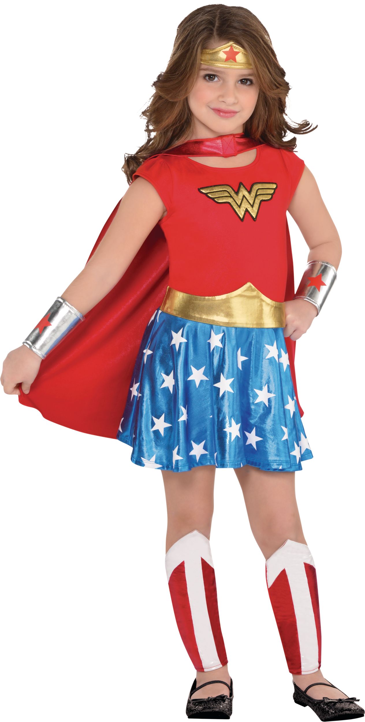 Toddler Wonder Woman Red/Blue Dress with Headband/Leg Warmers