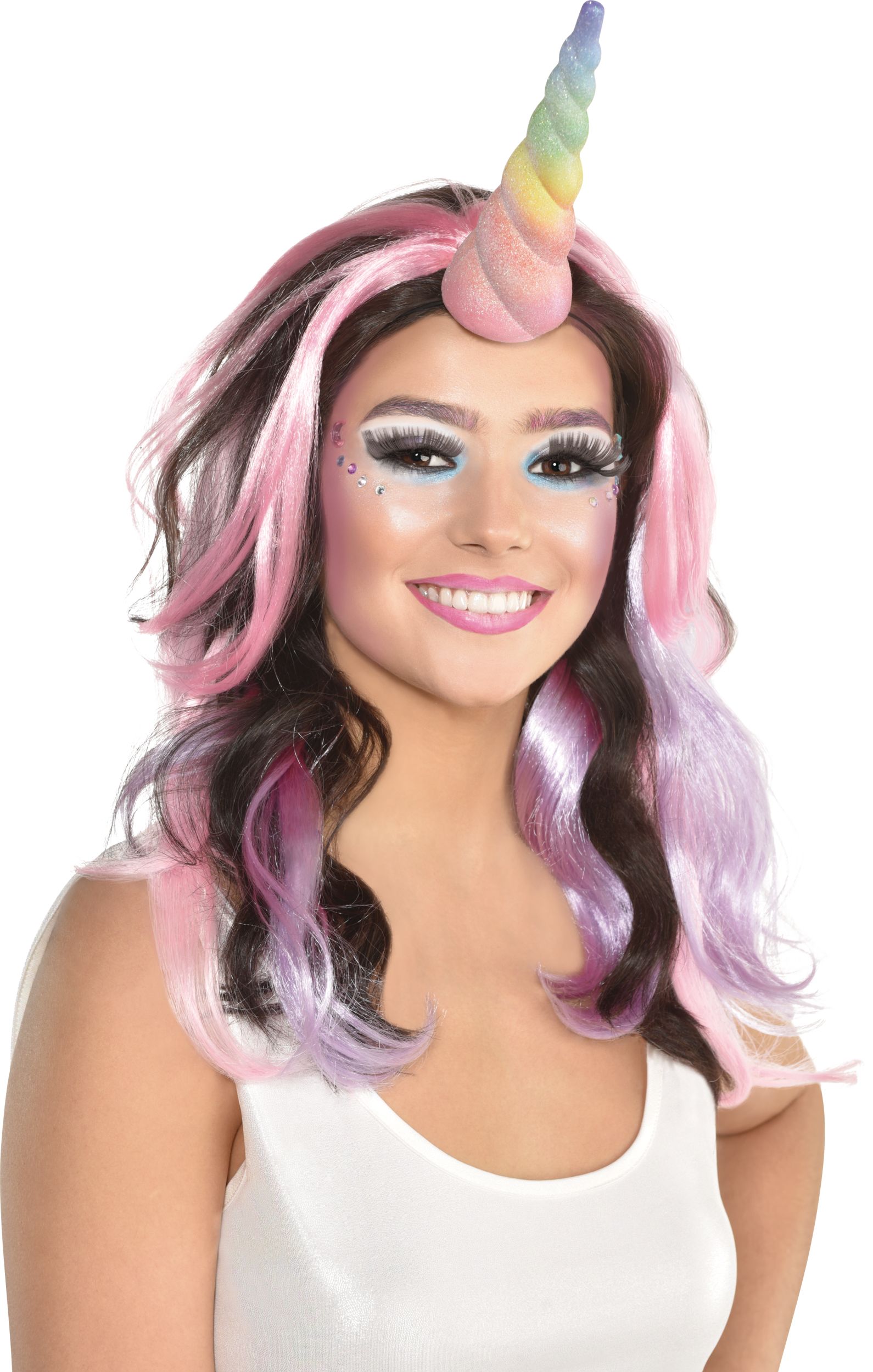 Unicorn Face Makeup Kit with Glitter, Gems & Applicators, Multi-Coloured, One Size, 8-pk, Costume Accessories for Halloween Front_Angled_Right