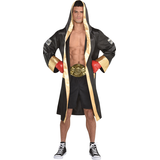 Adult Boxer Robe, Black/Gold, One Size, Wearable Costume Accessory for Halloween
