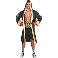 Peignoir de boxeur pour adulte, noir/doré, taille unique, accessoire de costume à porter pour l'Halloween