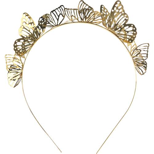 3D Metal Butterfly Headband, Gold, One Size, Wearable Costume Accessory for Halloween