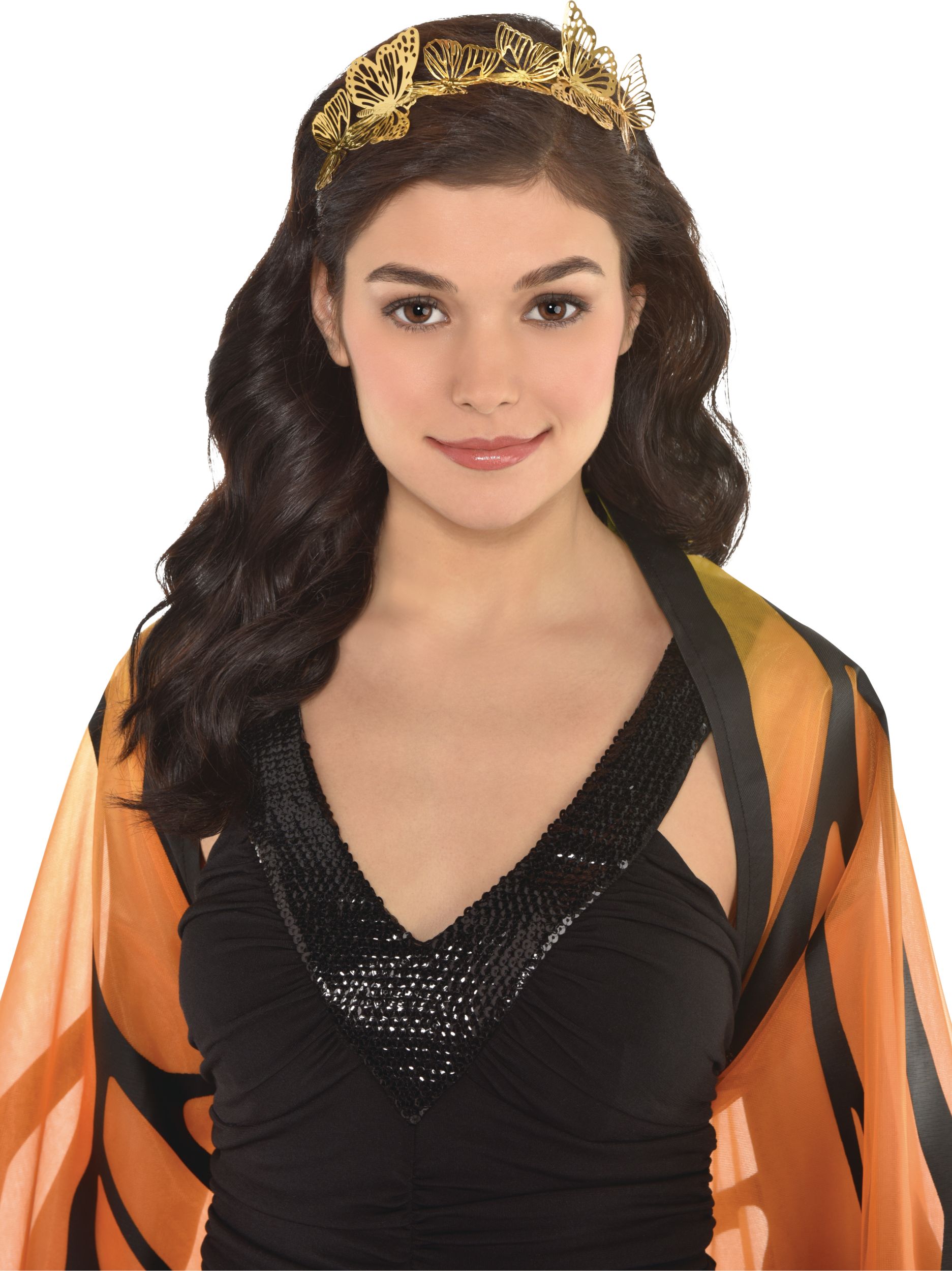 3D Metal Butterfly Headband, Gold, One Size, Wearable Costume Accessory for Halloween Front_Flat