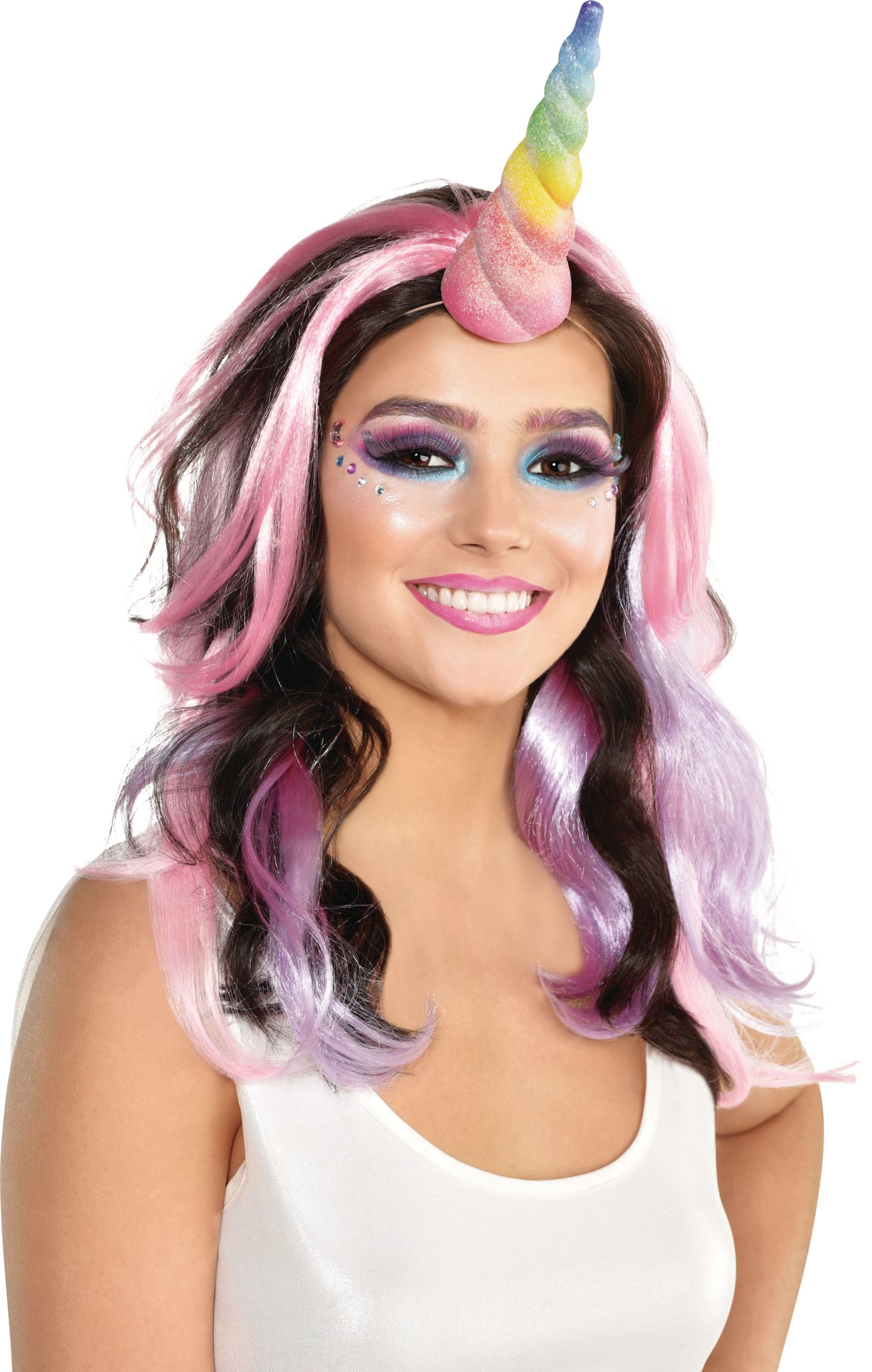 Glitter Rainbow Unicorn Horn Front_Angled_Right