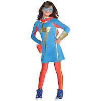 Kids' Disney Marvel Rising Ms. Marvel Kamala Khan Blue/Red Dress with Mask & Leggings Halloween Costume, Assorted Sizes Front_Flat