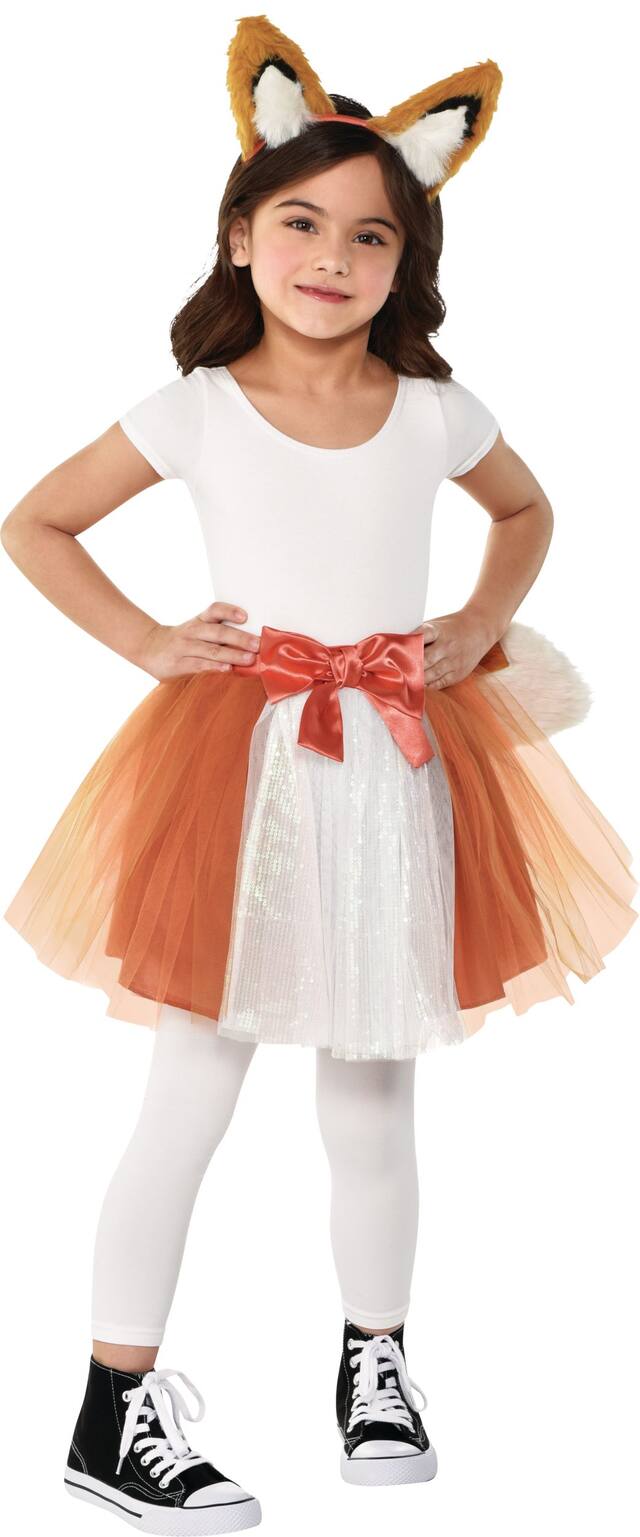 Accessoires de costume de renard de forêt scintillant pour enfants, avec serre-tête et tutu, orange/blanc, taille unique, paq. 2 accessoires de costume à porter pour l'Halloween Front_Flat