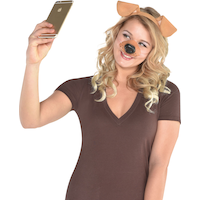 Dog Filter Social Media Headband & Nose, Brown, One Size, 2-pk, Wearable Costume Accessories for Halloween