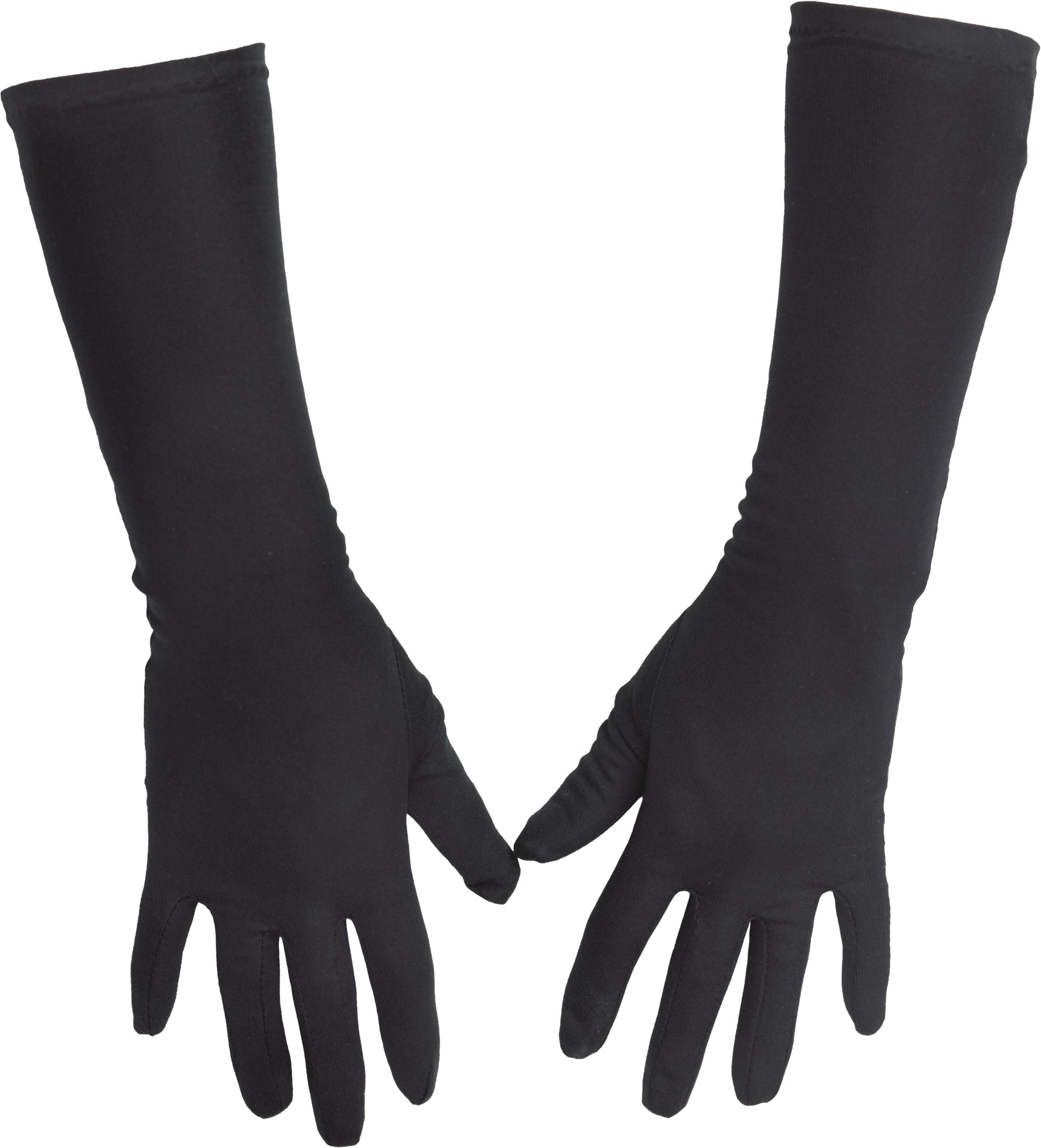 Gants longs arrivant au-dessus des coudes pour enfants, noir, taille unique, accessoire de costume à porter pour l'Halloween Overhead_Flat