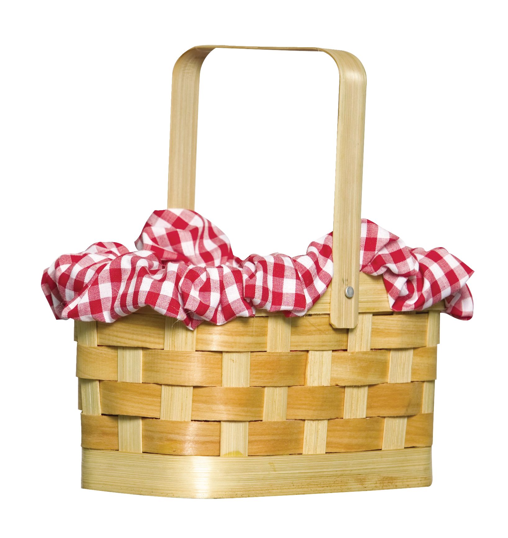 Little Red Riding Hood Picnic Basket, Red/Brown Gingham, One Size, Wearable Costume Prop for Halloween Front_Angled_Right