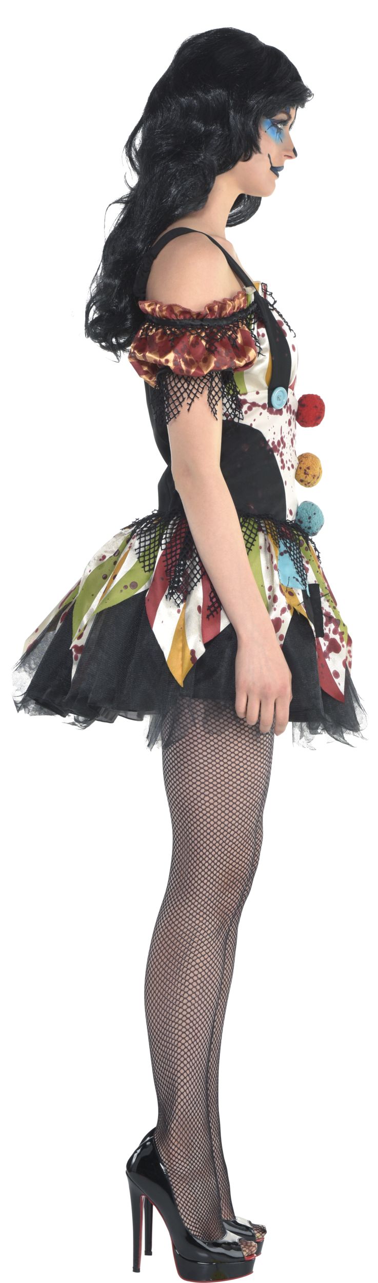Women's Bloody Clown Multi-Coloured Dress Halloween Costume, Assorted Sizes Side_Right