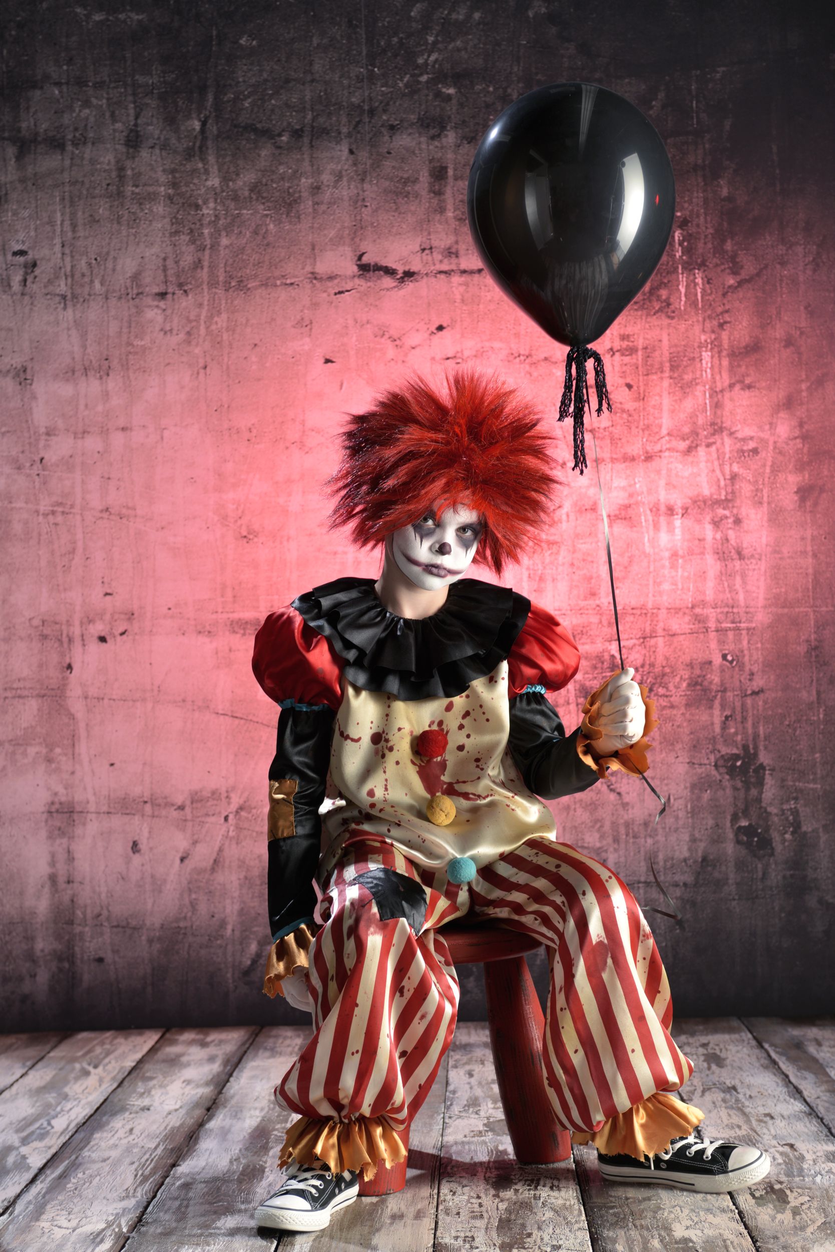 Women's Bloody Clown Multi-Coloured Dress Halloween Costume, Assorted Sizes Front_Flat