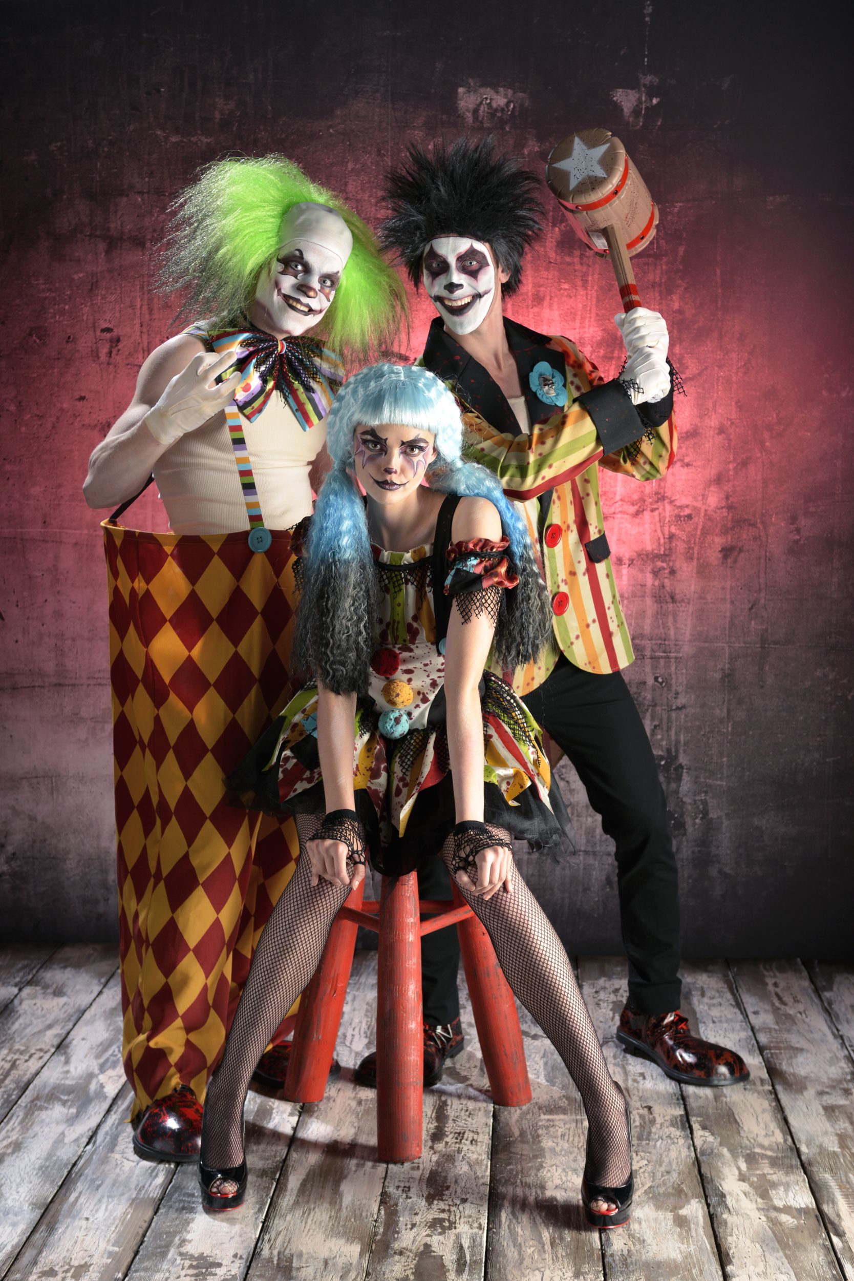 Women's Bloody Clown Multi-Coloured Dress Halloween Costume, Assorted Sizes Composite_or_Mixed