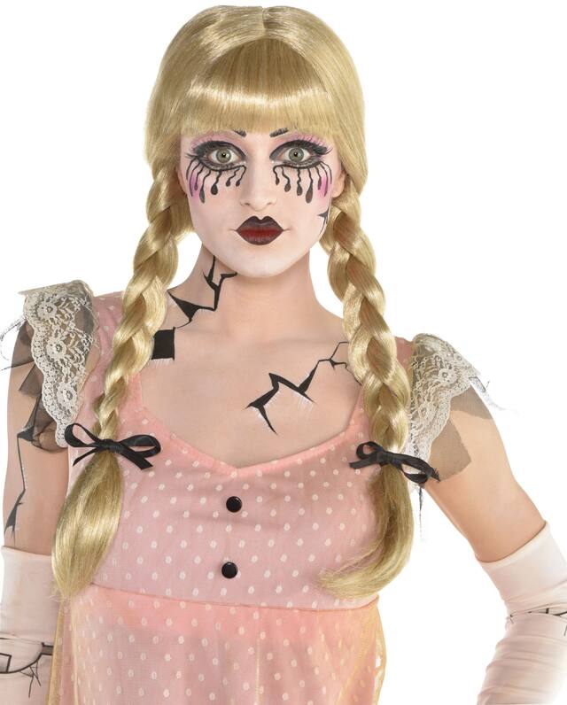 Creepy Doll Braided Wig, Adult, One Size Front_Flat