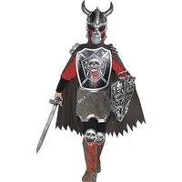Kids' Deadly Knight Silver/Red Tunic with Mask/Cape/Boot Covers Halloween Costume, Assorted Sizes Front_Flat