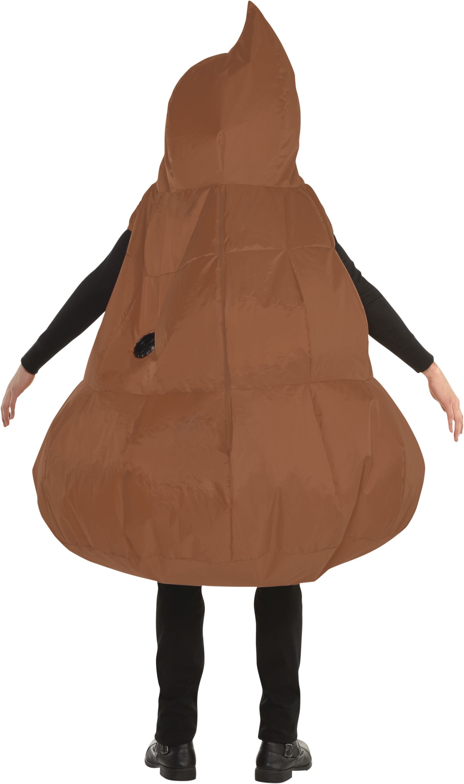 Costume gonflable d'émoticône de crotte pour enfants, brun, capuchon, taille unique Back_Flat
