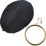 Pirate Clip-On Earring Jewelry & Eye Patch Set, Black/Gold, One Size, 2-pk, Wearable Costume Accessories for Halloween Composite_or_Mixed