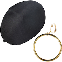 Pirate Clip-On Earring Jewelry & Eye Patch Set, Black/Gold, One Size, 2-pk, Wearable Costume Accessories for Halloween