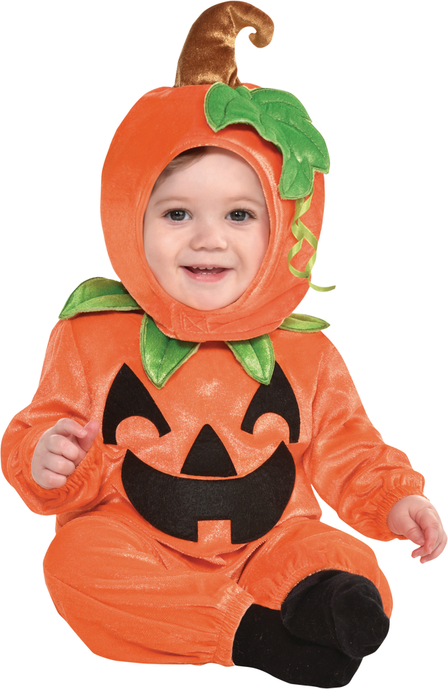 Infant Pumpkin Orange Jumpsuit with Hat Halloween Costume, Assorted ...