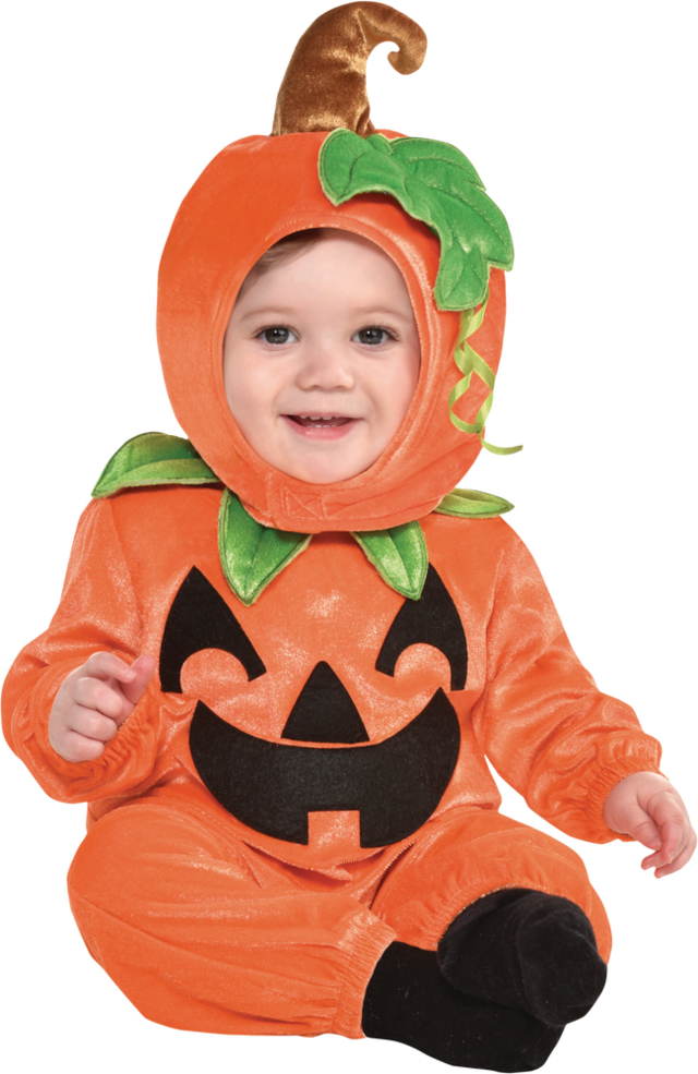 Infant Pumpkin Orange Jumpsuit with Hat Halloween Costume, Assorted