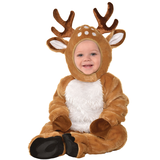 Infant Deer Brown Jumpsuit with Hood Halloween Costume, Assorted Sizes Front_Flat