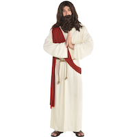 Men's Jesus White Robe with Sash Halloween Costume, Adult Standard Front_Flat