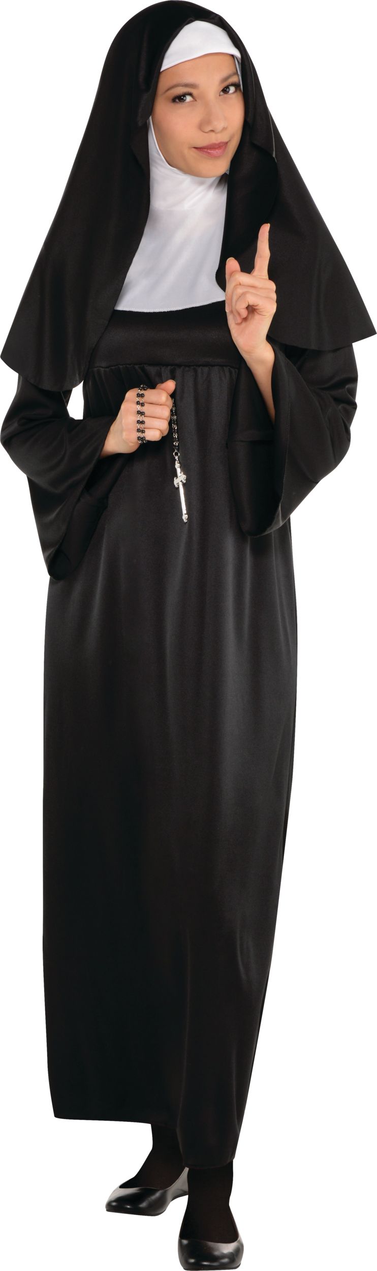 Adult Holy Sister Nun Black Robe with Veil Halloween Costume, More Options  Available | Party City