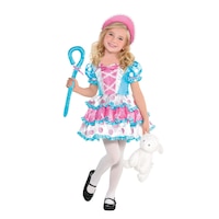 Kids' Disney Pixar Toy Story Bo Peep Pink/Blue Dress Halloween Costume, Assorted Sizes Front_Flat