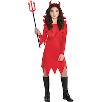 Toddler & Kids' Devil Red Dress with Headband Halloween Costume, Assorted Sizes