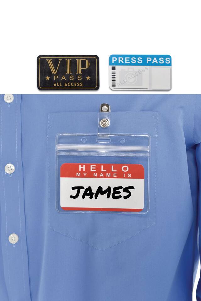 "Press Pass" Identification Badge with Cards, Clear, One Size, 4-pk, Wearable Costume Prop for Halloween Front_Flat