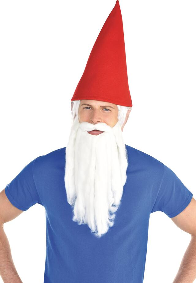 Gnome/Wizard/Old Man Plush Facail Hair Beard with Thick Moustache, White, One Size, Wearable Costume Accessory for Halloween Composite_or_Mixed