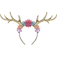 Serre-tête avec bois de cerf fleuris, adultes, taille universelle Front_Flat