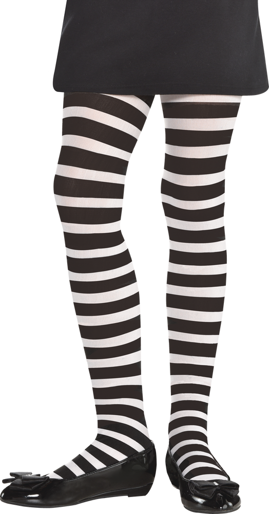 Girls black and white striped leggings discount