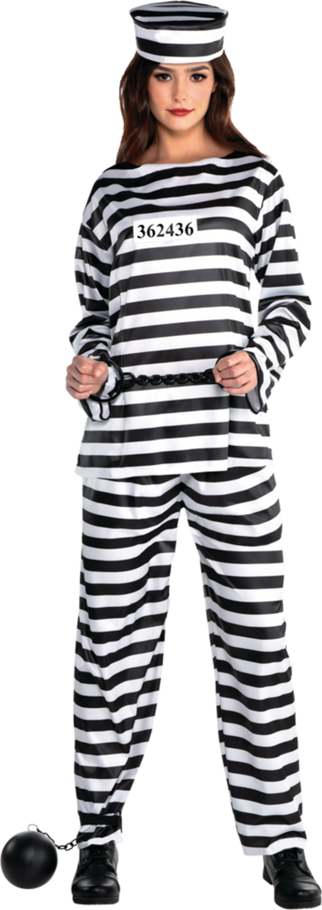 Convict Costume Ladies Black White