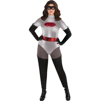 Women's Disney Pixar The Incredibles Mrs. Incredible Silver Jumpsuit with Mask & Gloves Halloween Costume, Assorted Sizes Front_Flat