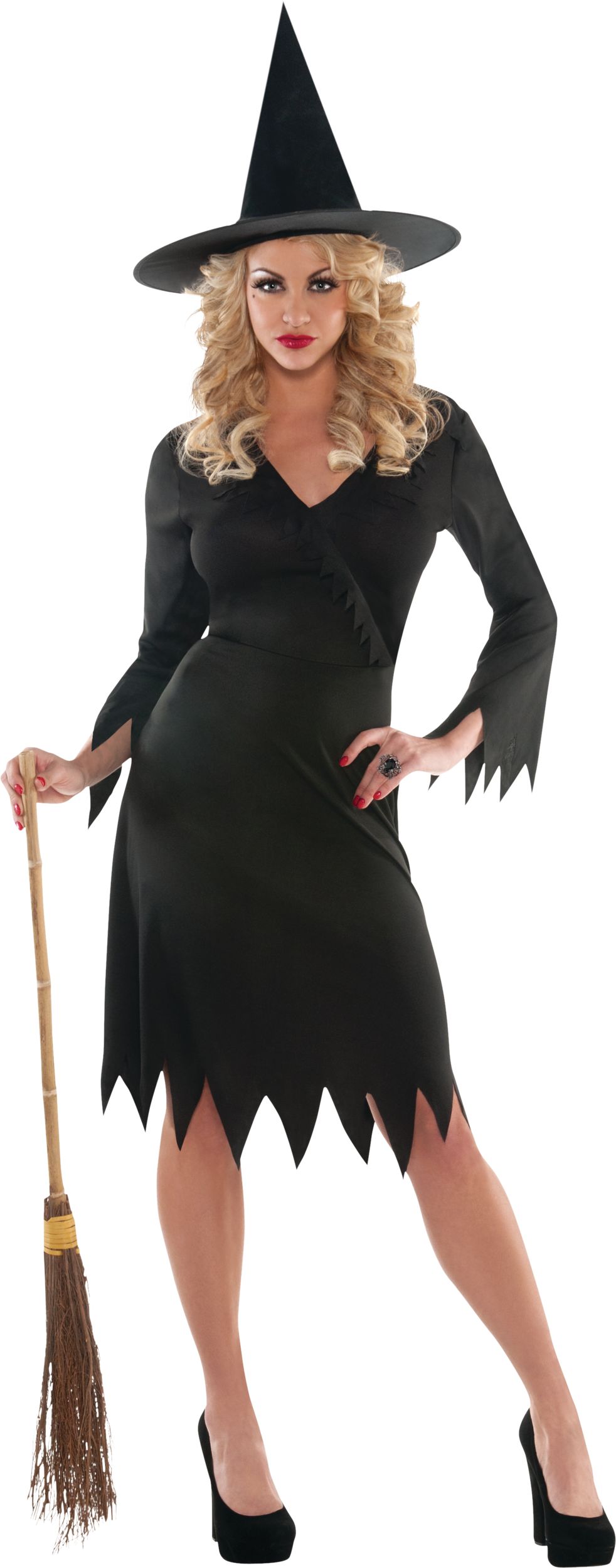 Women's Classic Witch Black Dress Halloween Costume, One Size Front_Flat