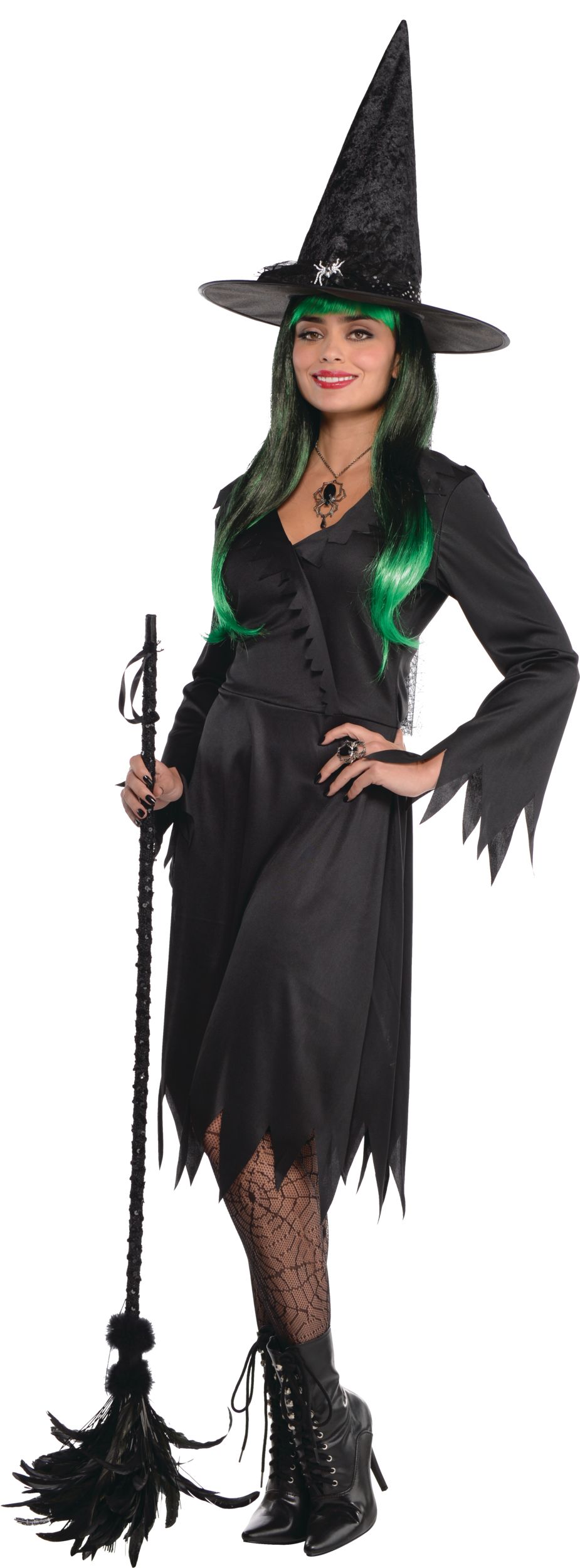 Women's Classic Witch Black Dress Halloween Costume, One Size Front_Angled_Left