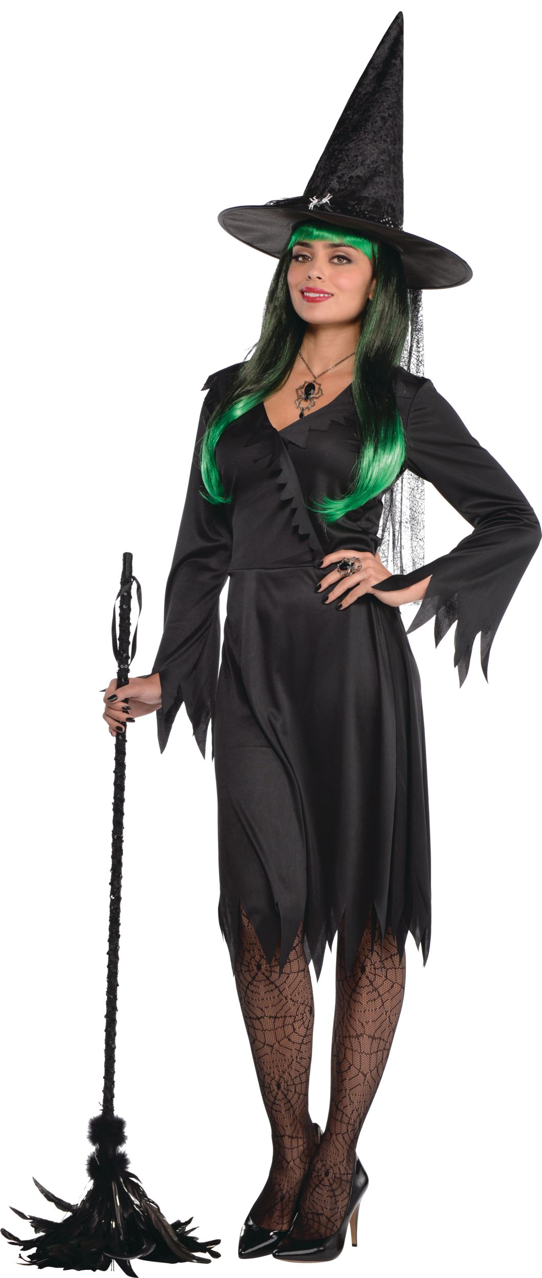 Women's Classic Witch Black Dress Halloween Costume, One Size Front_Angled_Left