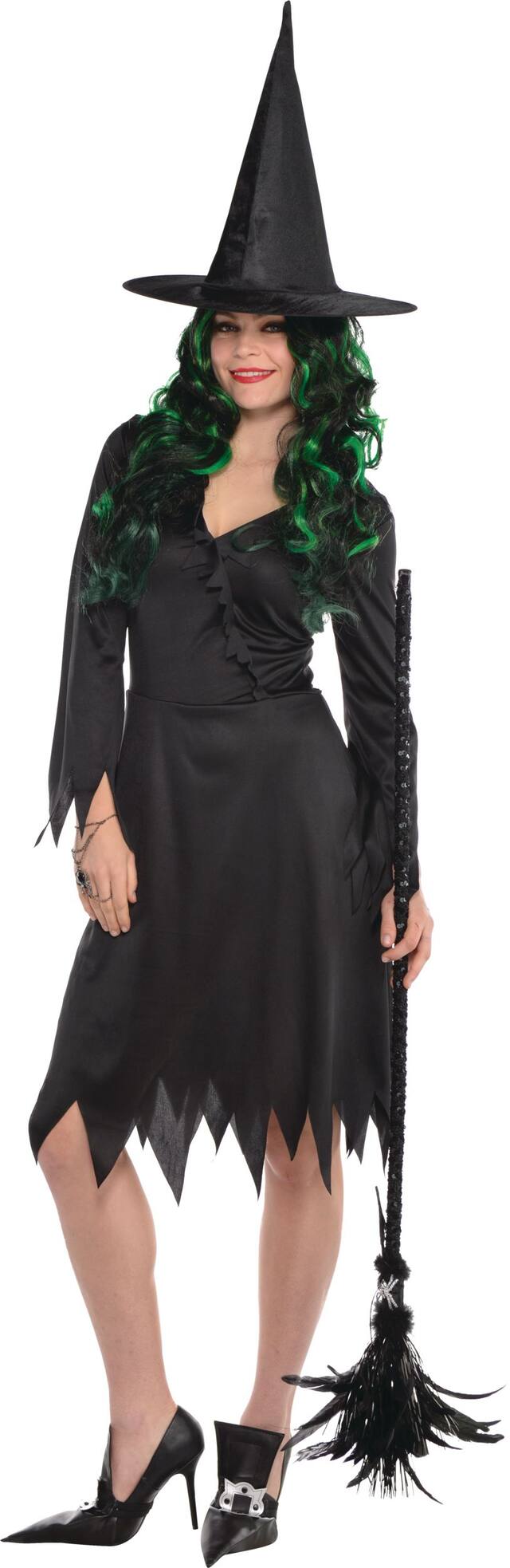 Women's Classic Witch Black Dress Halloween Costume, One Size Front_Angled_Left