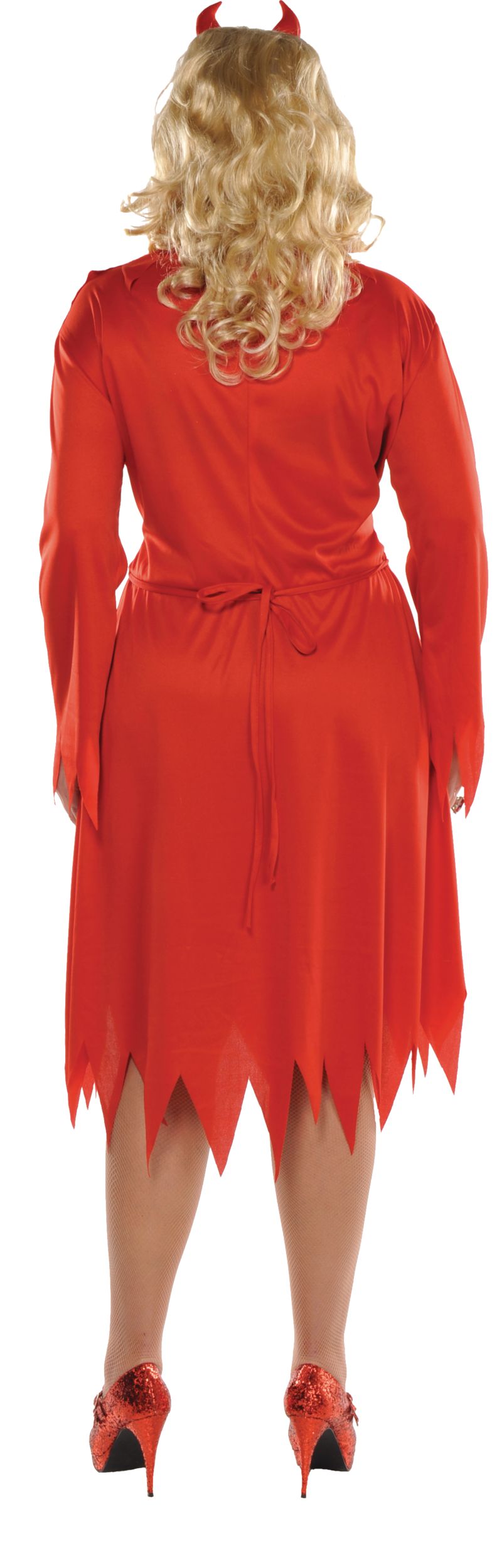 Costume de diable, femmes, robe rouge avec bandeau, tailles variées Back_Flat