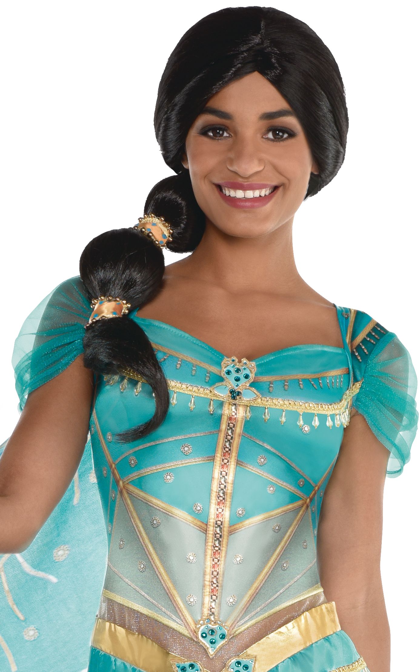 Aladdin Live Action Adult Jasmine Ponytail Halloween Costume Wig Front_Flat