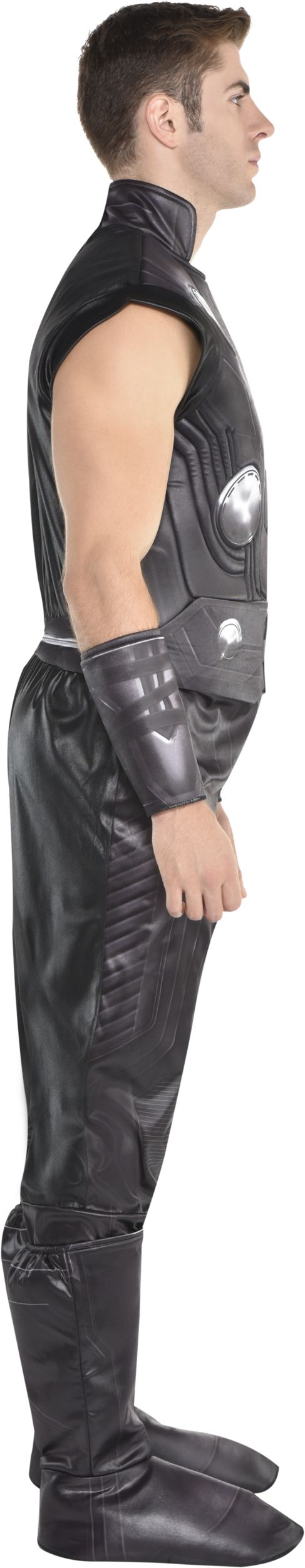 Men's Disney Marvel Thor Black Jumpsuit with Boot Covers & Guards Halloween Costume, One Size Side_Right