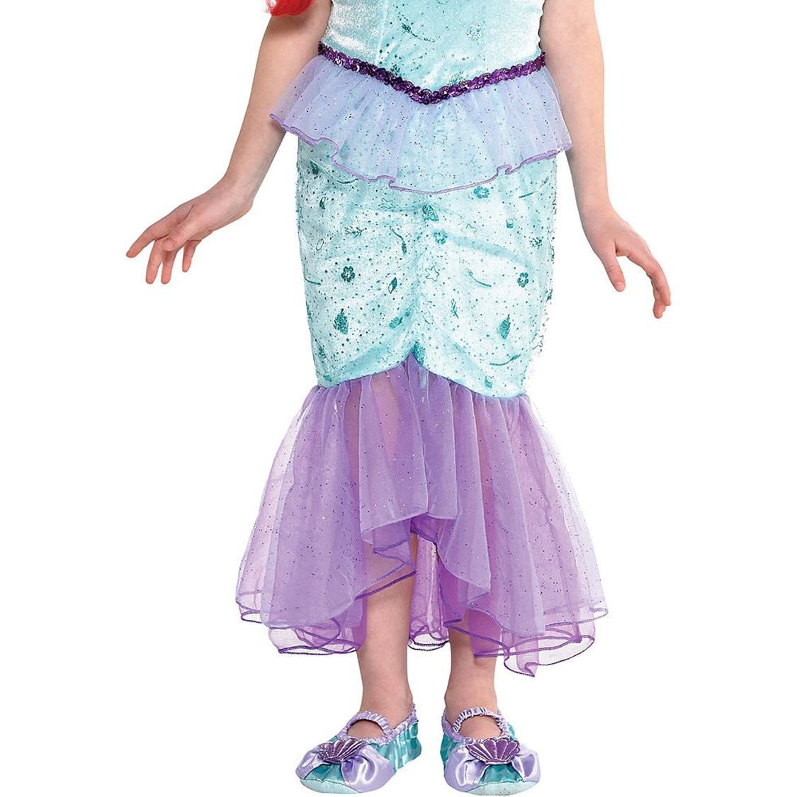 Costume Princesse Ariel Robe Sirène + 7 Accessoires - Déguisement Enfant Fille Cosplay Anniversaire Halloween