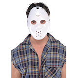 Hockey Plastic Mask, White, One Size, Wearable Costume Accessory for Halloween Front_Flat