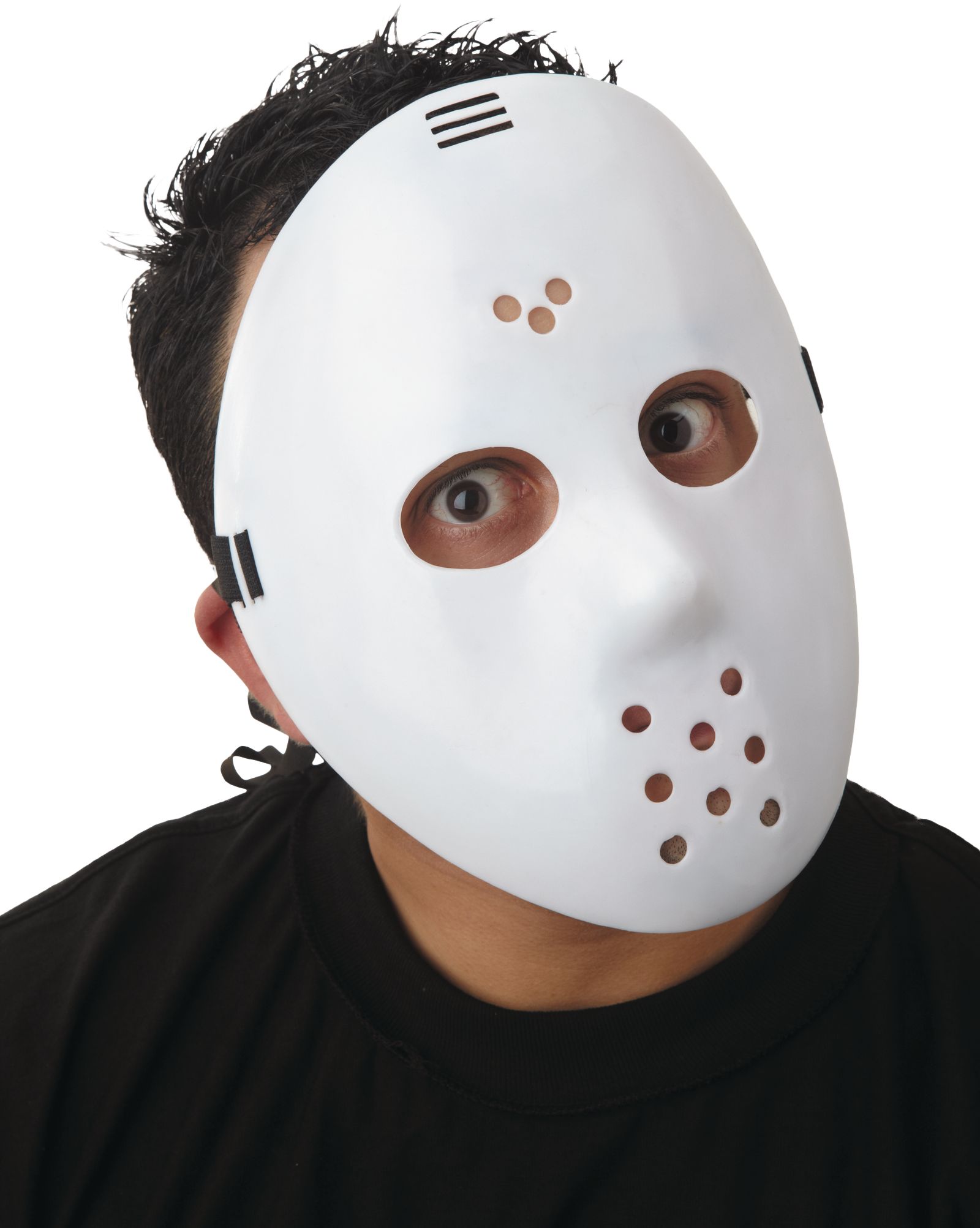 Masque de hockey en plastique, blanc, taille unique, accessoire de costume à porter pour l'Halloween Front_Angled_Right