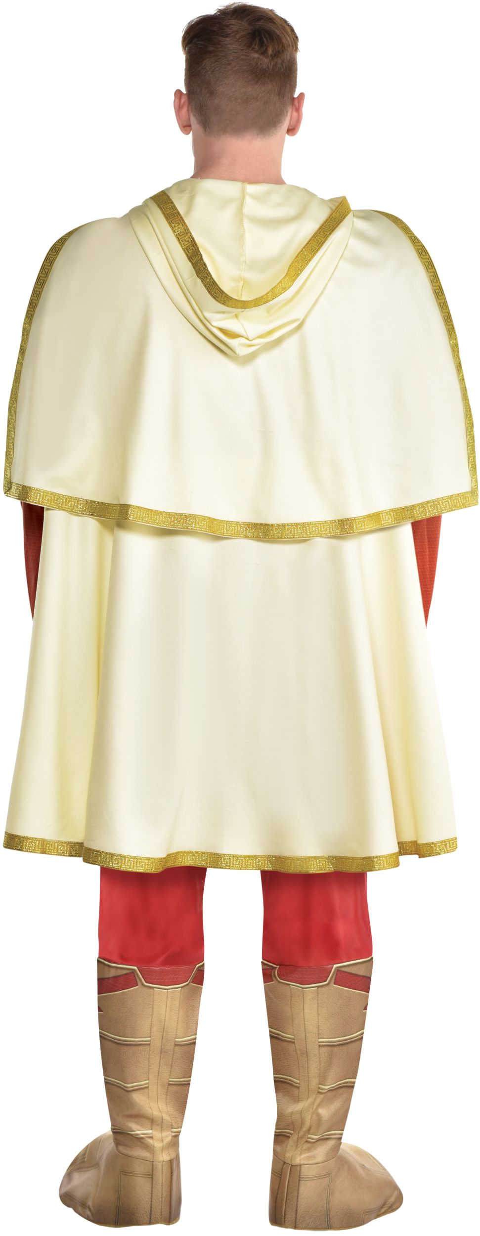 Men's Shazam Red Light-Up Padded Jumpsuit with Cape Halloween Costume, Assorted Sizes Back_Flat