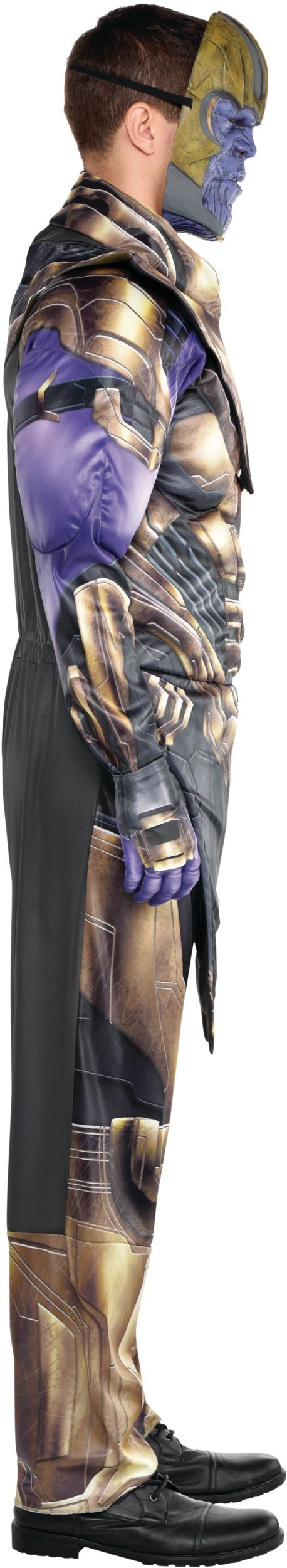Men's Disney Marvel Guardians of the Galaxy Thanos Purple/Gold Padded Jumpsuit with Gloves & Mask Halloween Costume, Assorted Sizes Side_Right