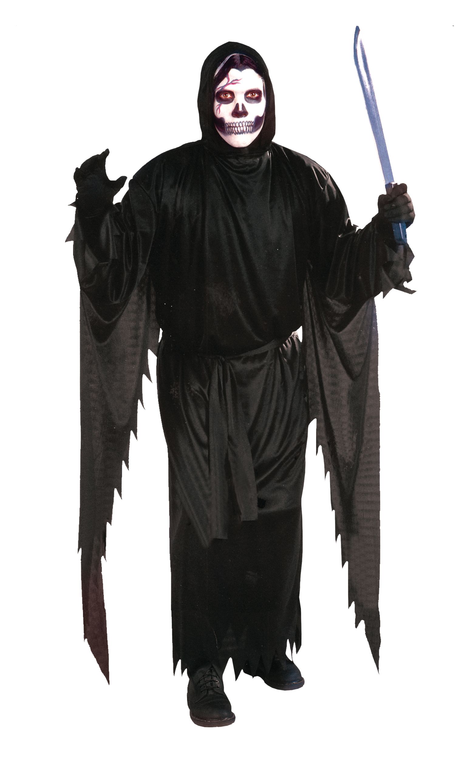 Robe Frissons avec capuchon pour adulte, noir, taille universelle, accessoire de costume à porter pour l'Halloween Front_Flat